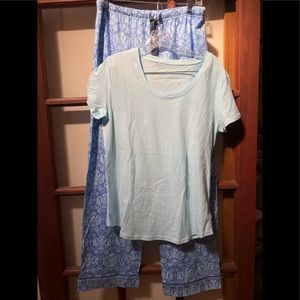 NYOT and on sale now!Two sets of comfy jammies - pants and coordinating t-shirts